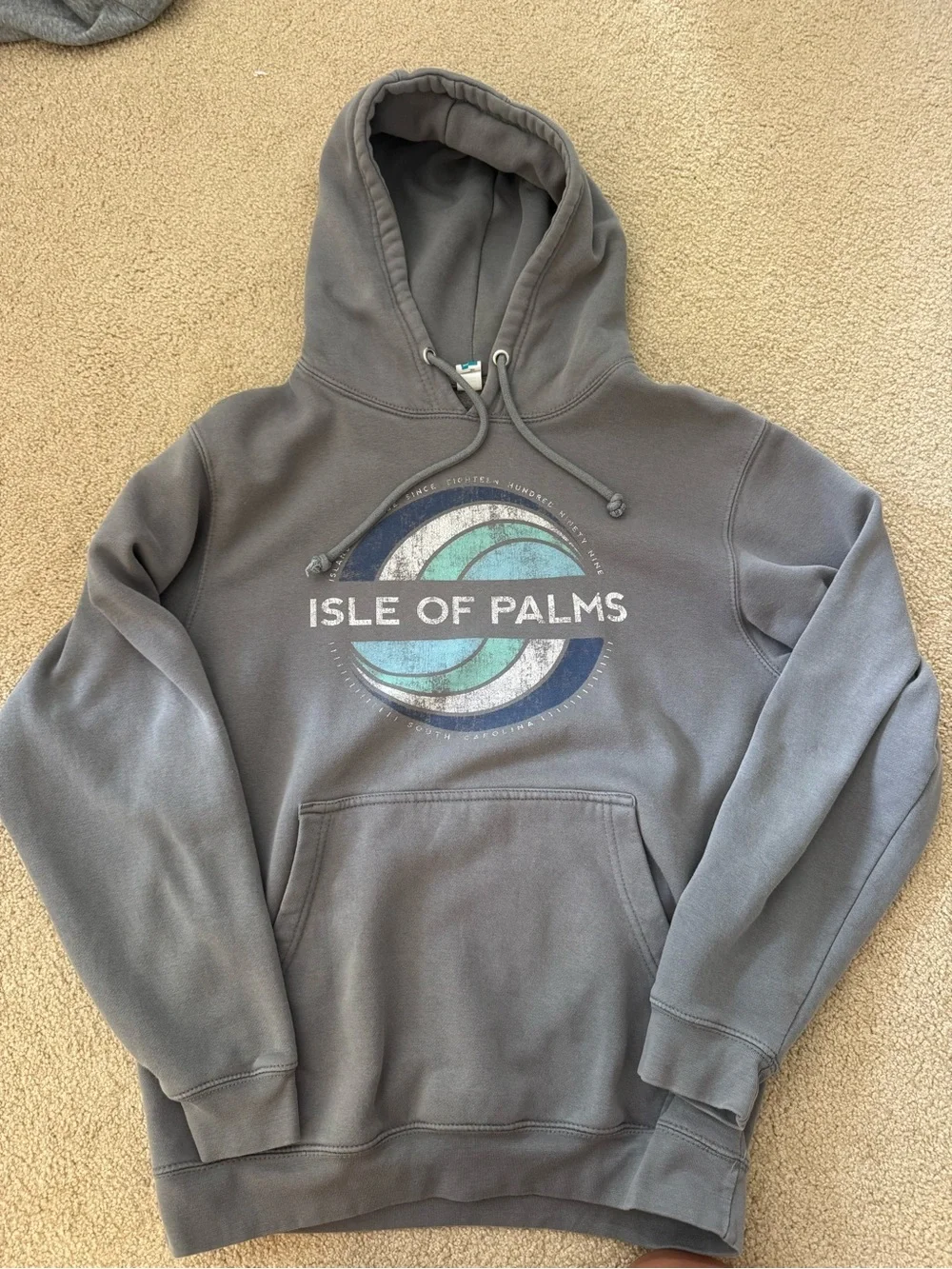 Isle of Palms Gray Graphic Hoodie Sweater